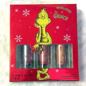 Revolution x Grinch Liquid Eyeshadow Set of 3 new in box gold green/blue maroon